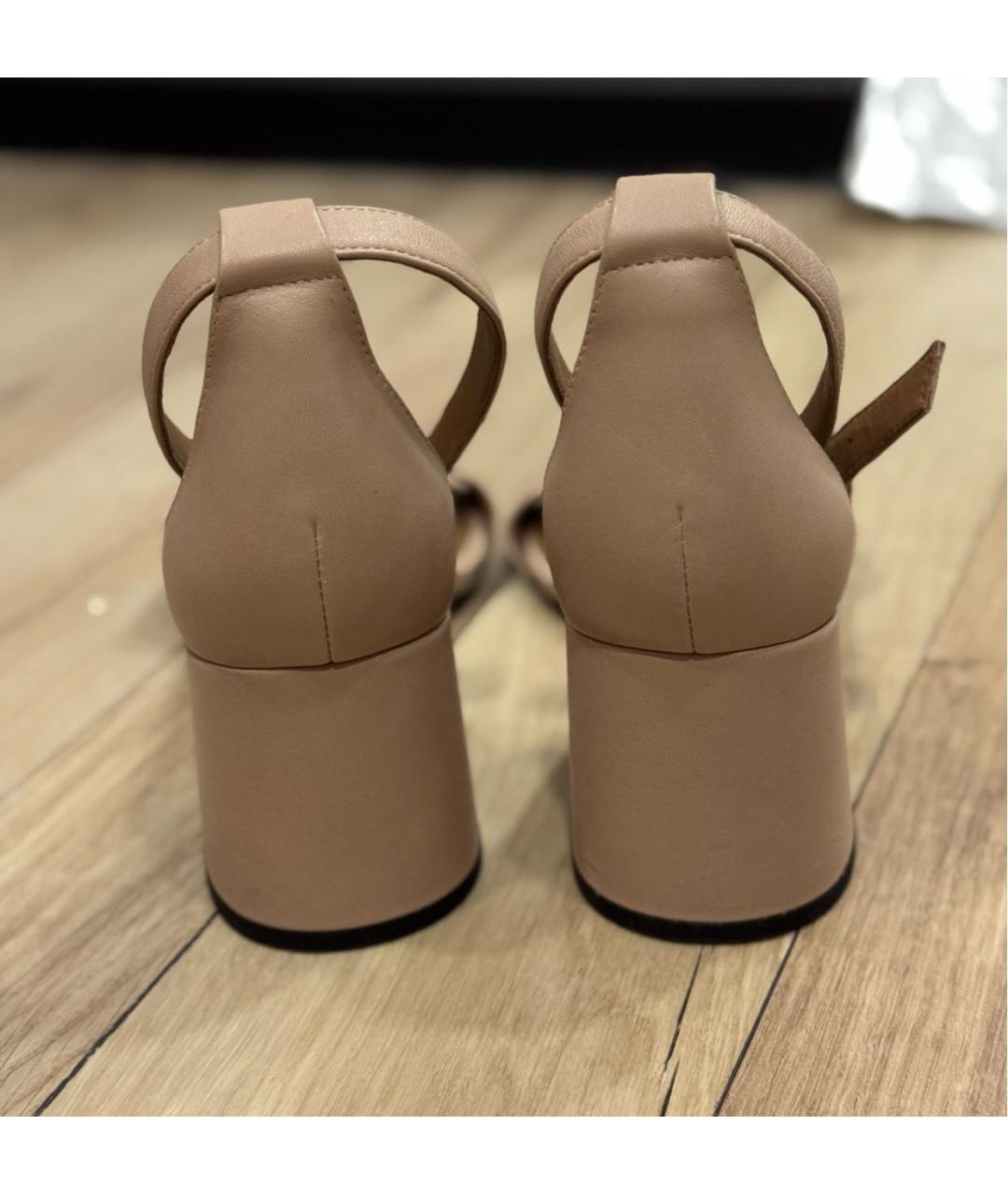 EMPORIO ARMANI Бежевые кожаные босоножки, фото 5