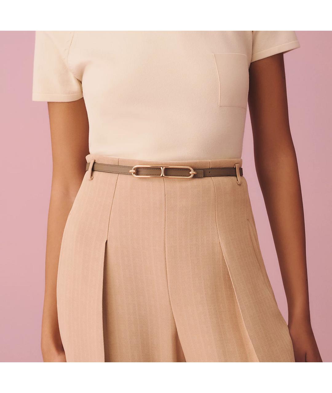 HERMES Белый кожаный ремень, фото 3