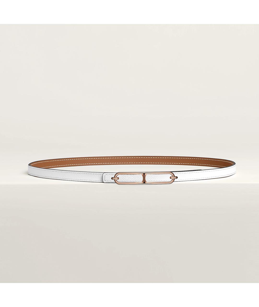 HERMES Белый кожаный ремень, фото 4