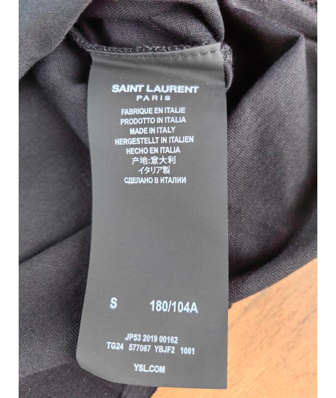 SAINT LAURENT Черная хлопковая футболка, фото 5