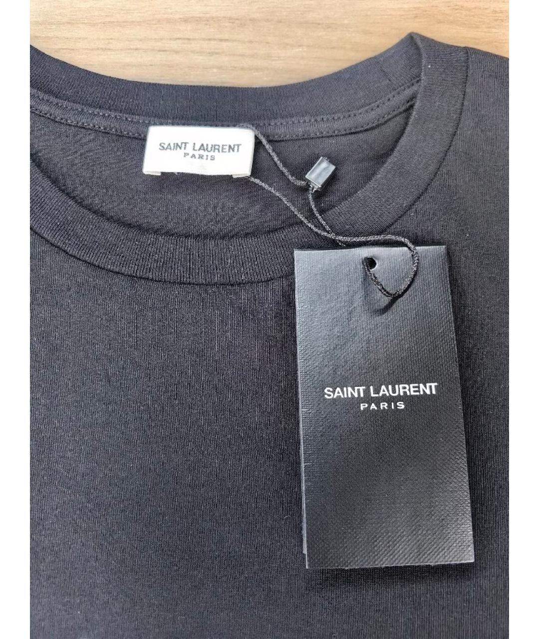 SAINT LAURENT Черная хлопковая футболка, фото 4