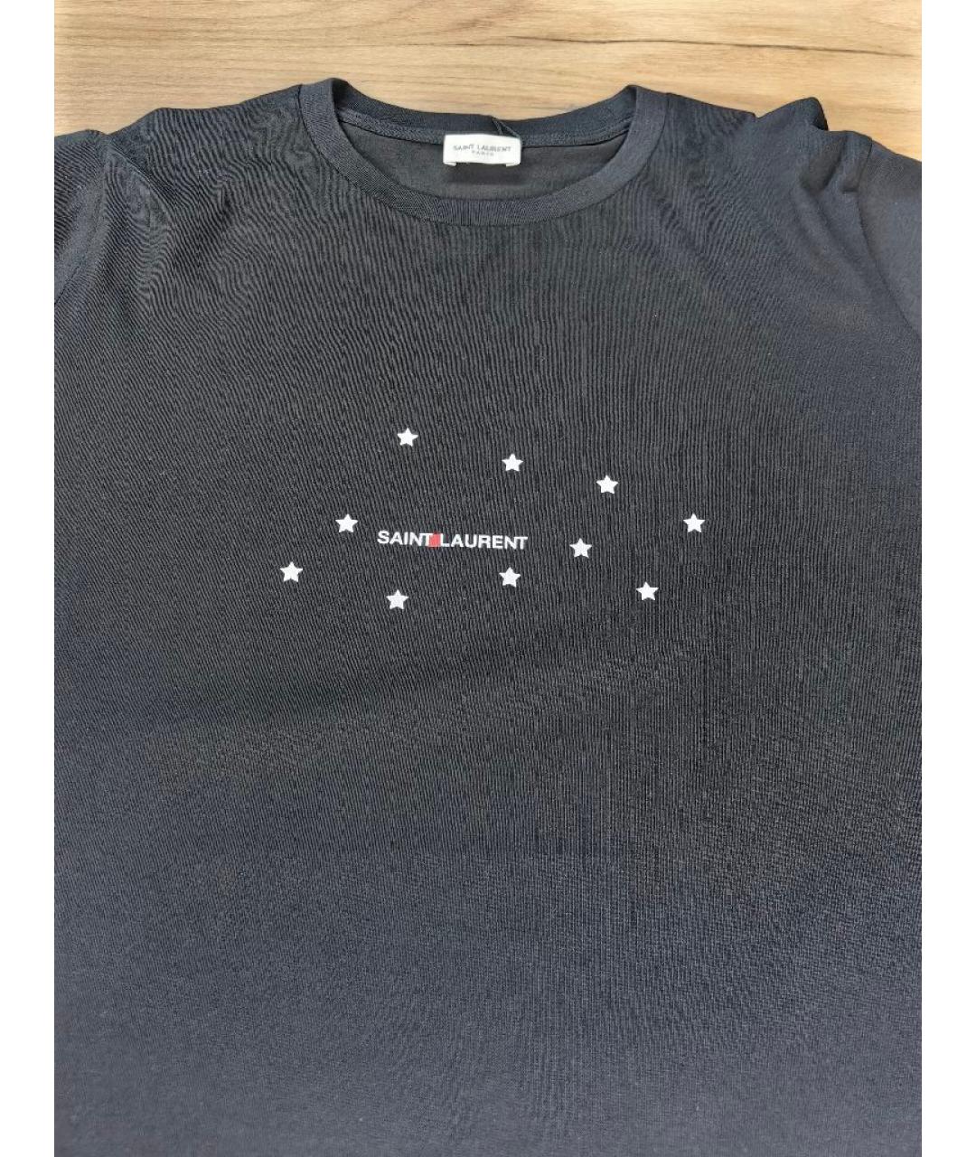 SAINT LAURENT Черная хлопковая футболка, фото 3