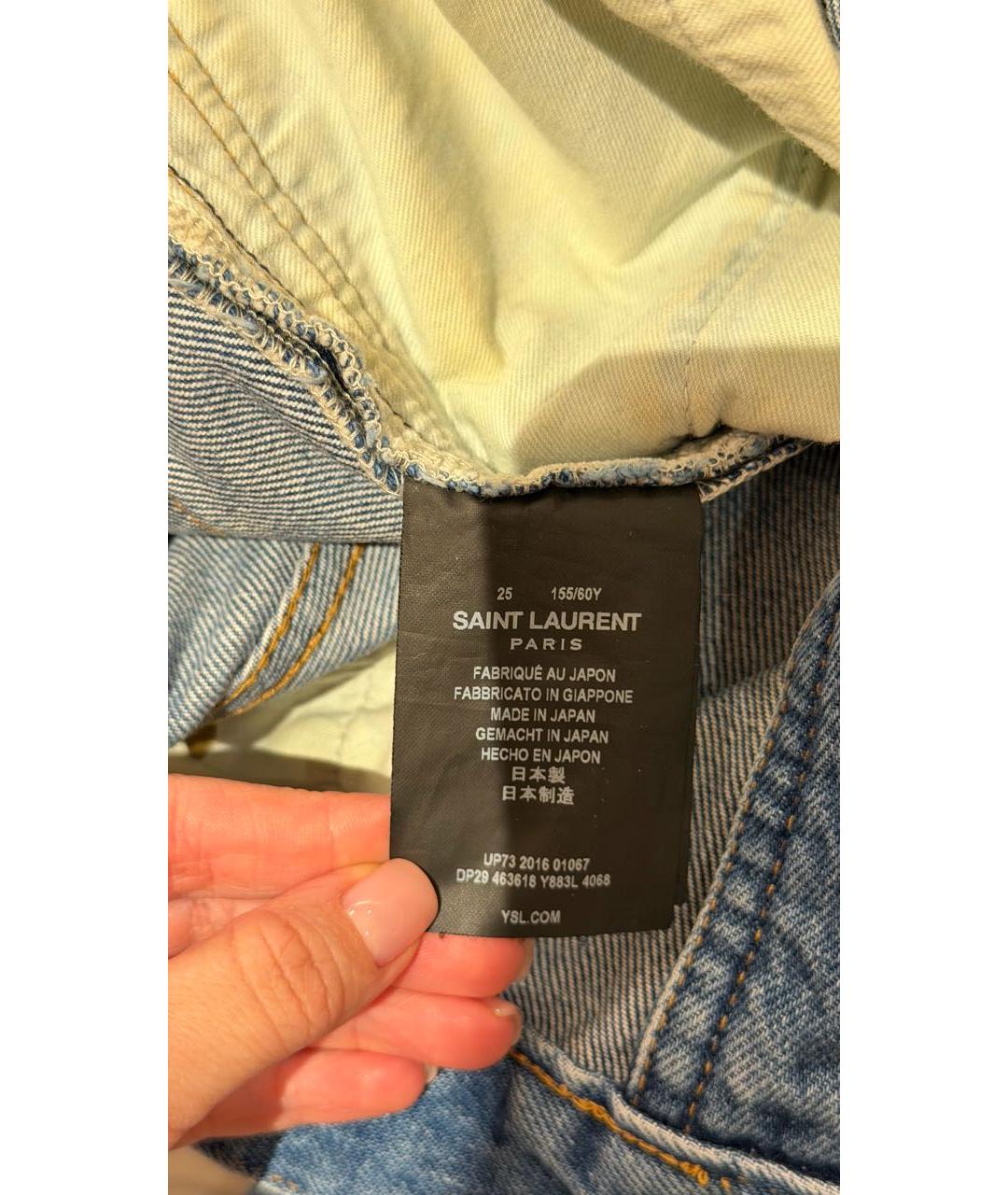 SAINT LAURENT Синие хлопковые прямые джинсы, фото 5