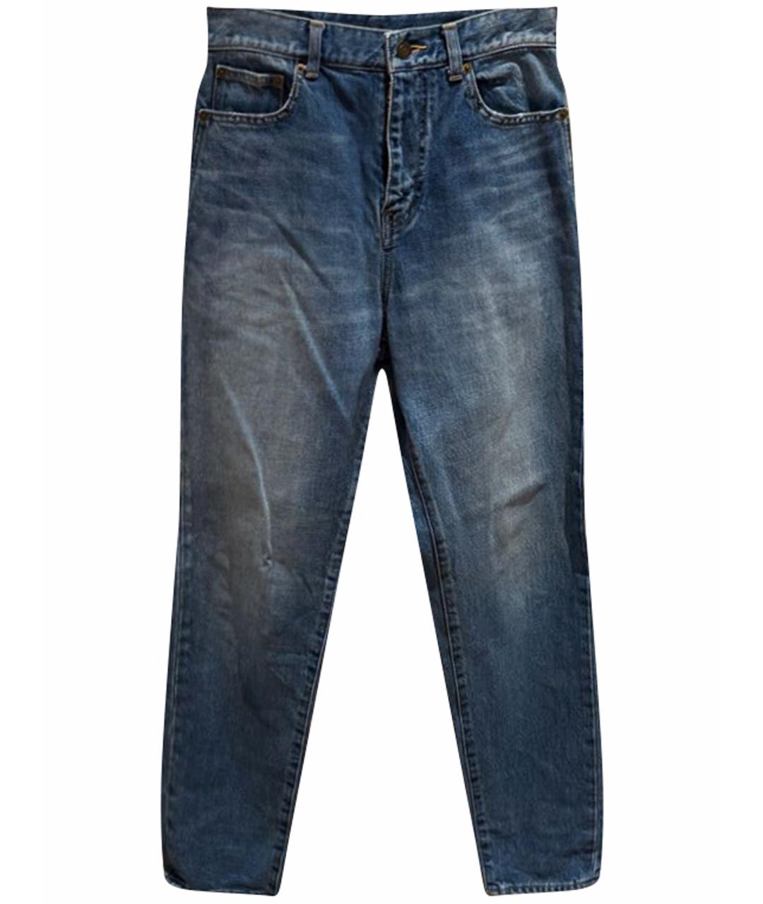 SAINT LAURENT Синие хлопковые прямые джинсы, фото 1