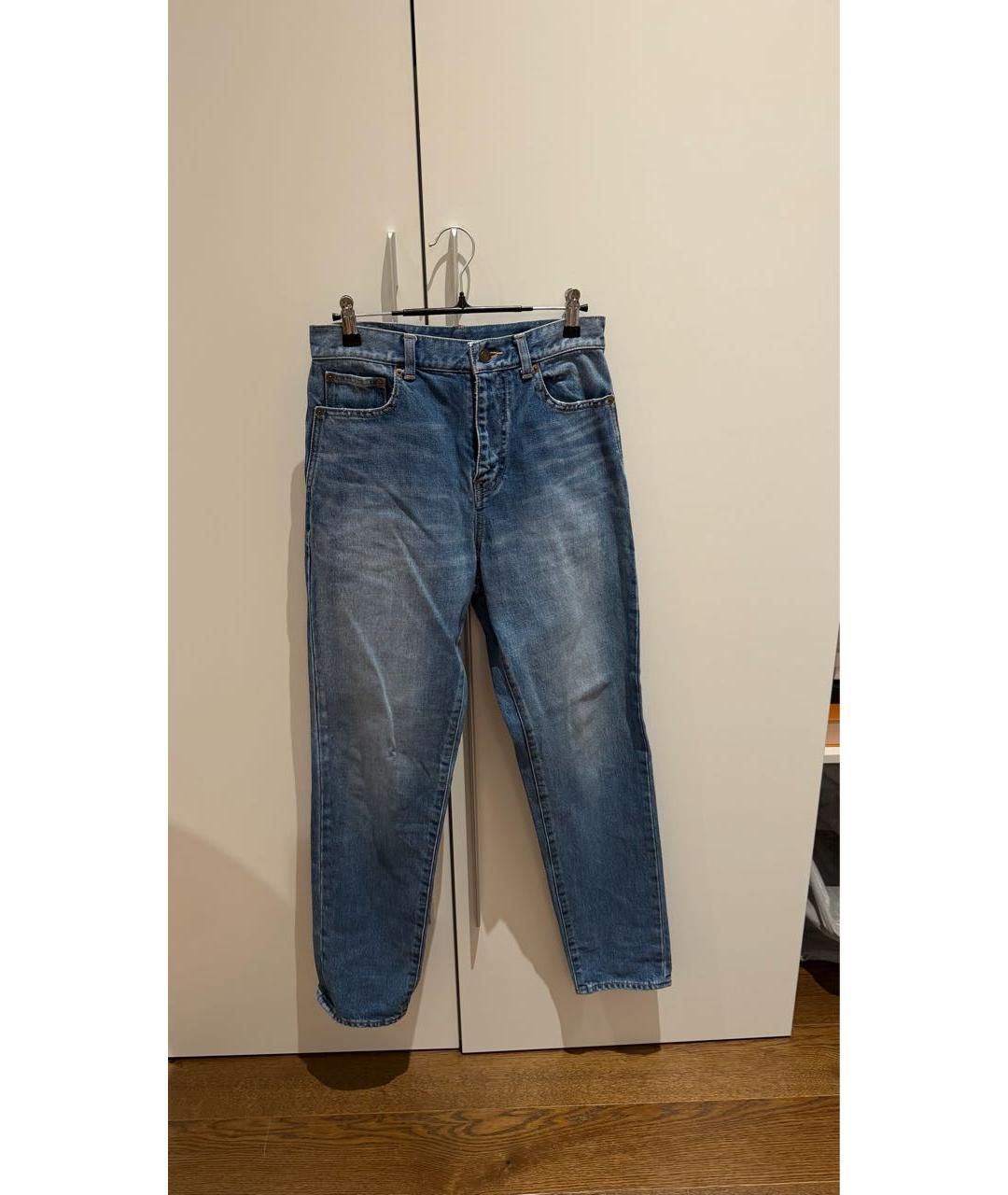 SAINT LAURENT Синие хлопковые прямые джинсы, фото 8