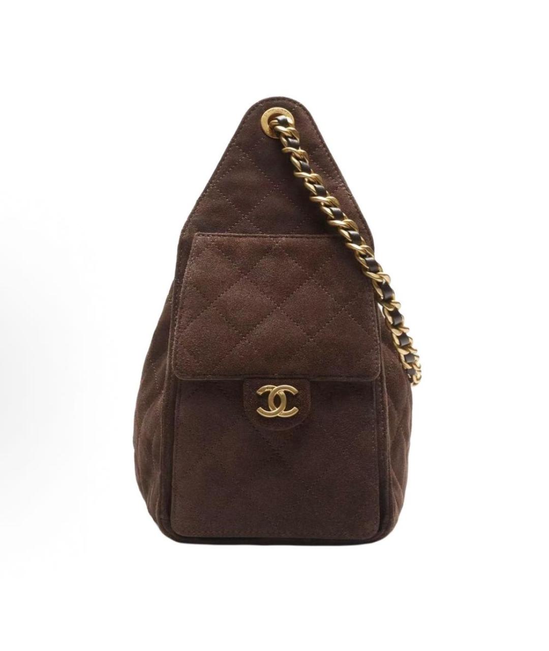 CHANEL Коричневая замшевая сумка тоут, фото 2
