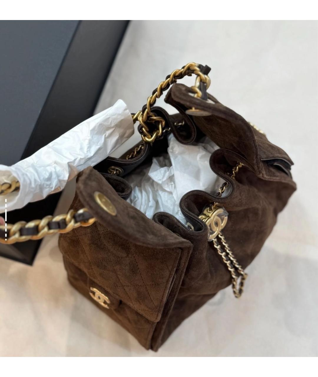 CHANEL Коричневая замшевая сумка тоут, фото 6