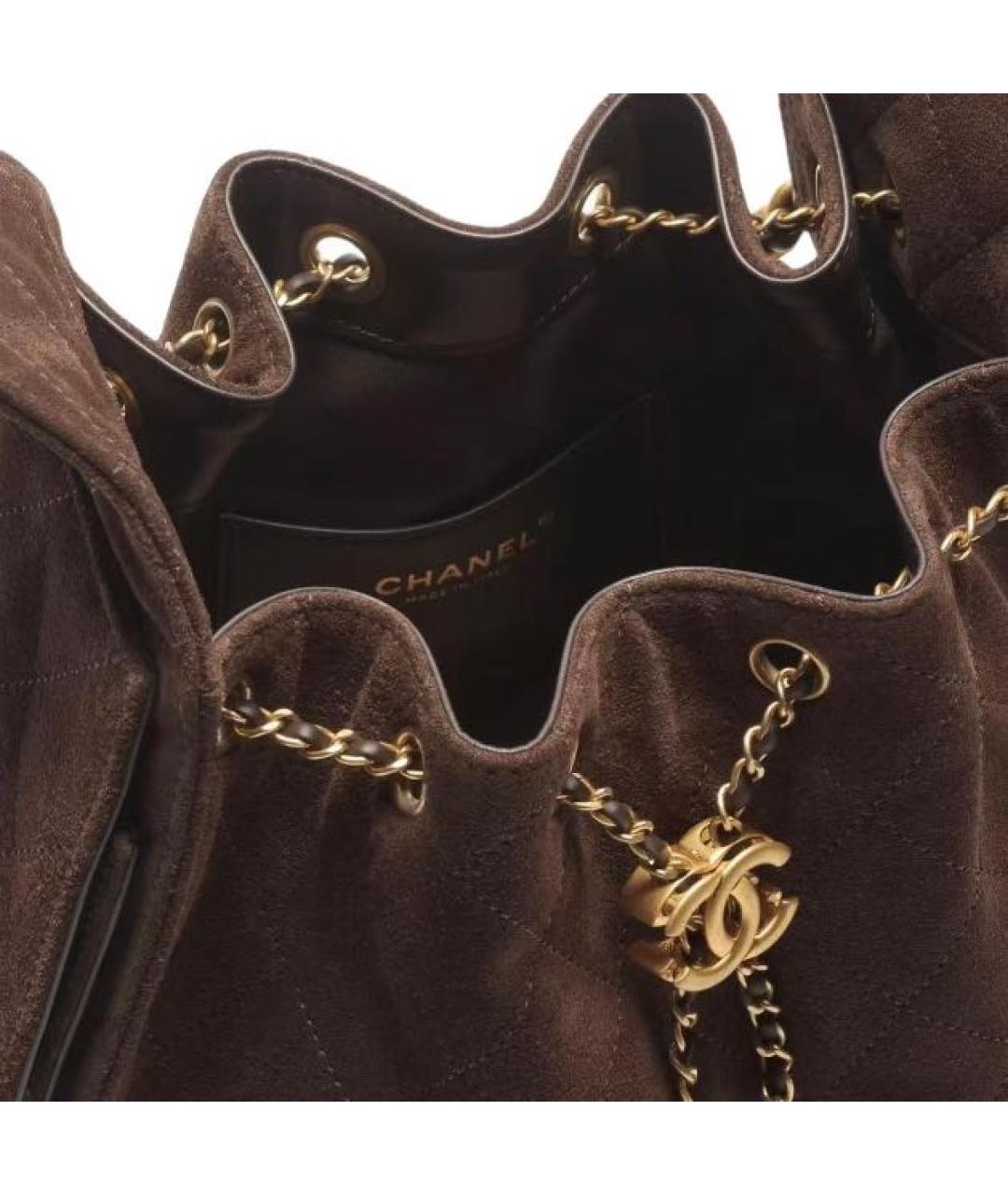 CHANEL Коричневая замшевая сумка тоут, фото 4