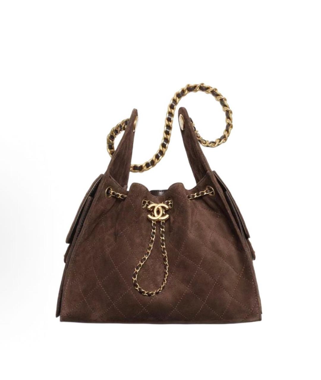 CHANEL Коричневая замшевая сумка тоут, фото 9