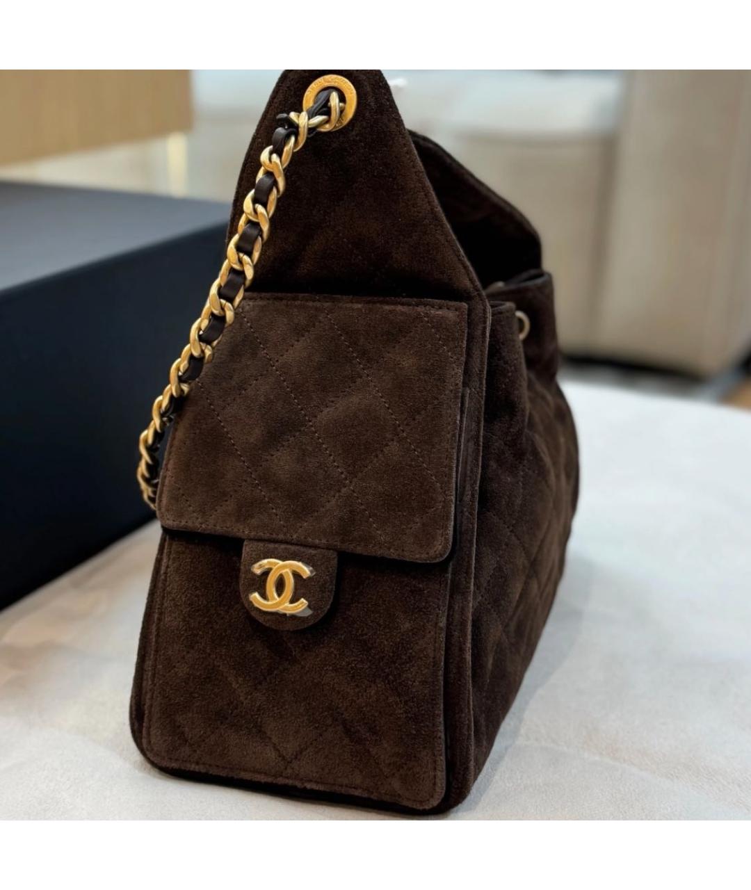 CHANEL Коричневая замшевая сумка тоут, фото 8