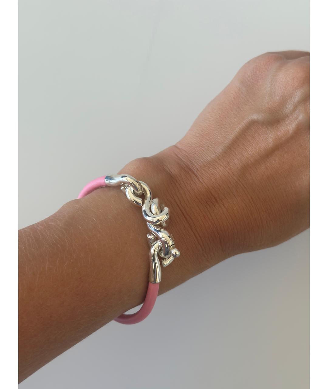 BOTTEGA VENETA Розовый кожаный браслет, фото 4