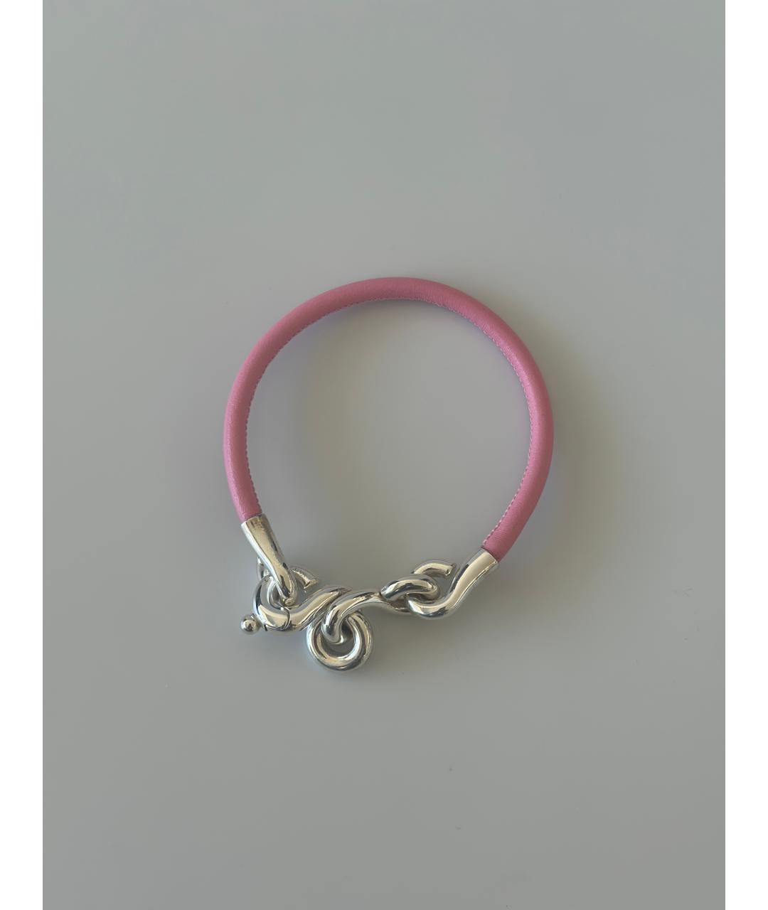 BOTTEGA VENETA Розовый кожаный браслет, фото 5