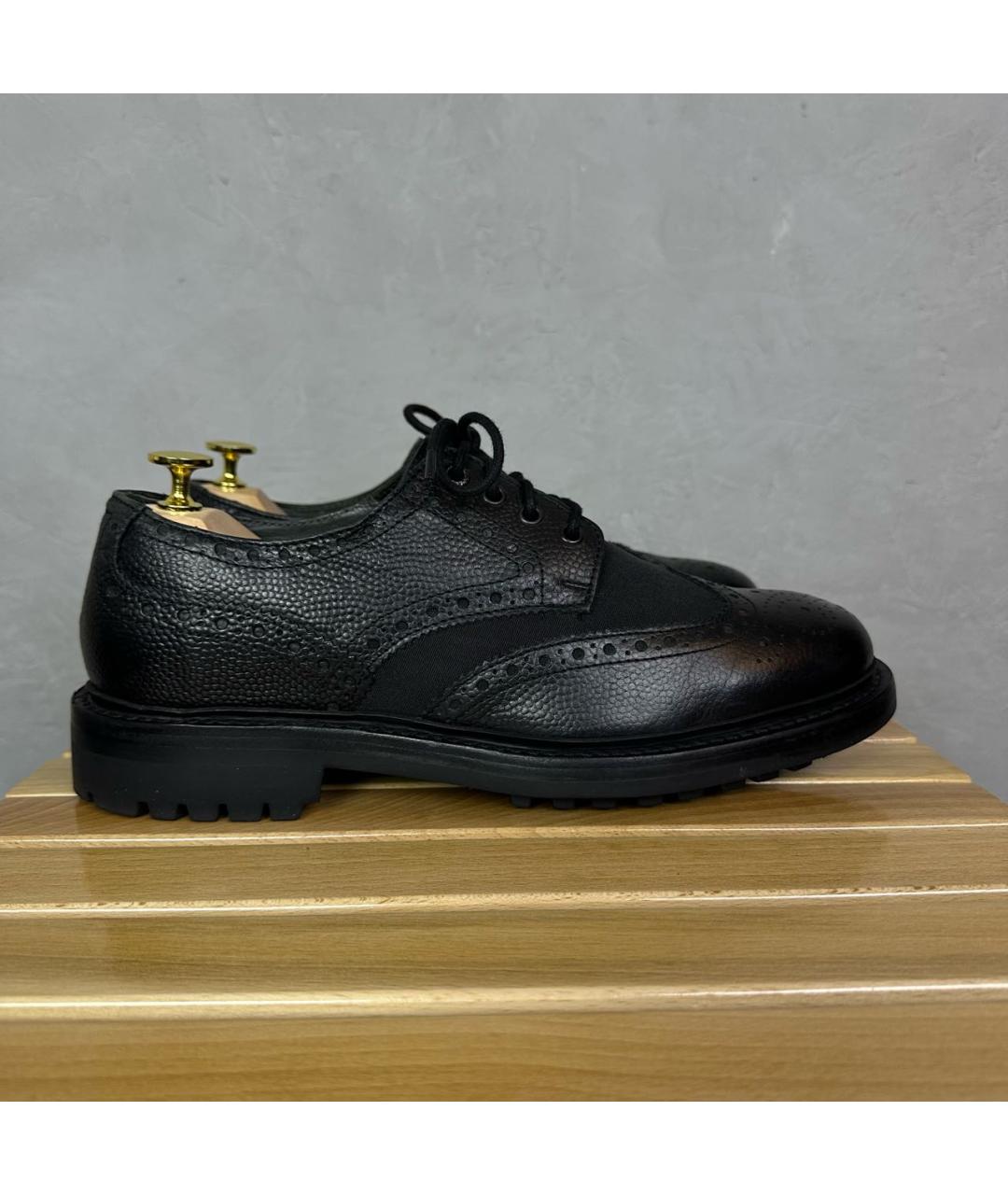 BARBOUR Черные кожаные низкие ботинки, фото 2