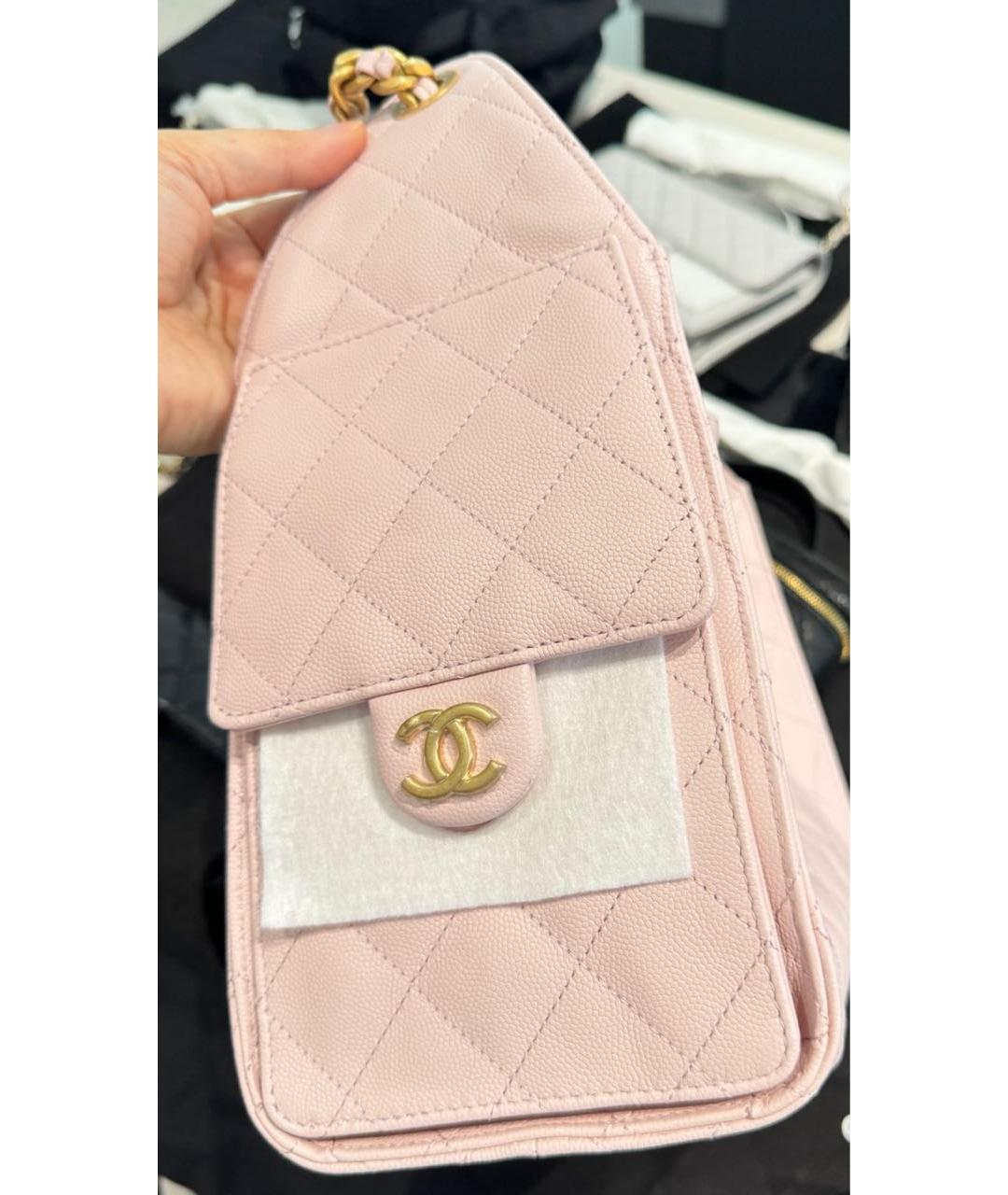 CHANEL Розовая кожаная сумка тоут, фото 5