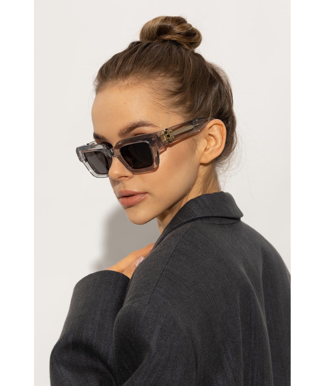 BOTTEGA VENETA Оранжевое пластиковые солнцезащитные очки, фото 6