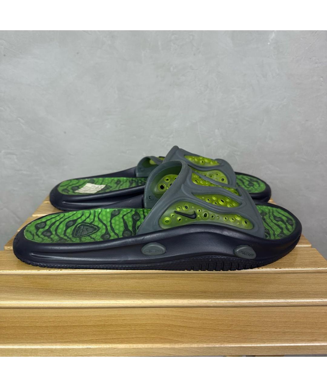 NIKE ACG Зеленые резиновые шлепанцы, фото 2
