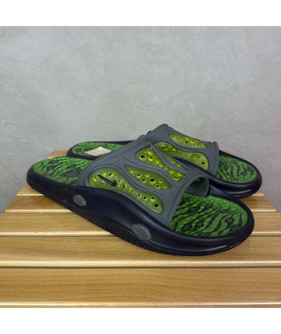 NIKE ACG Зеленые резиновые шлепанцы, фото 8