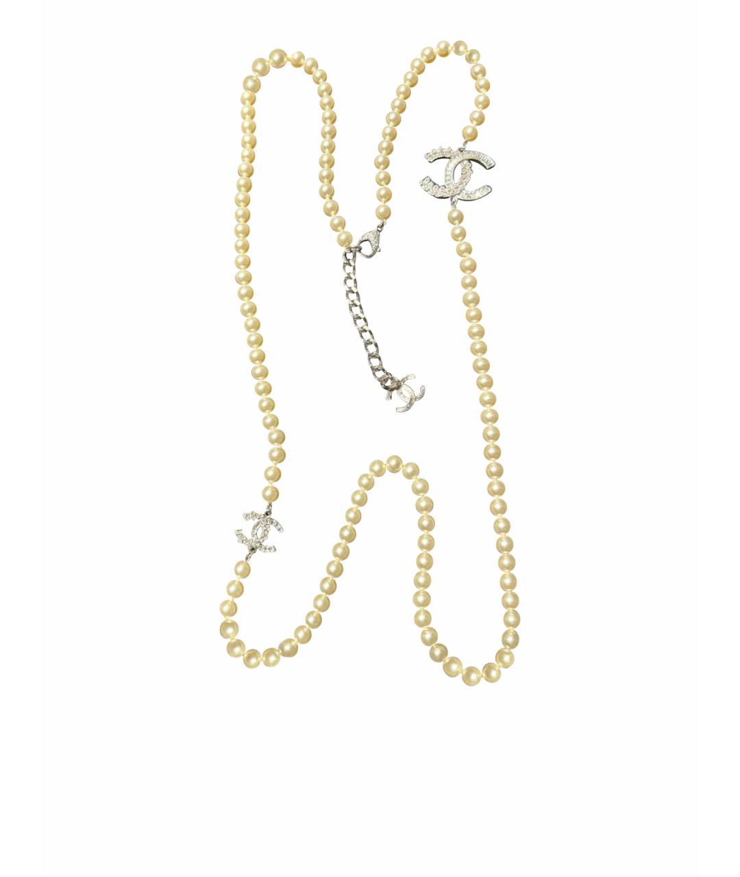 CHANEL Белое металлическое колье, фото 1