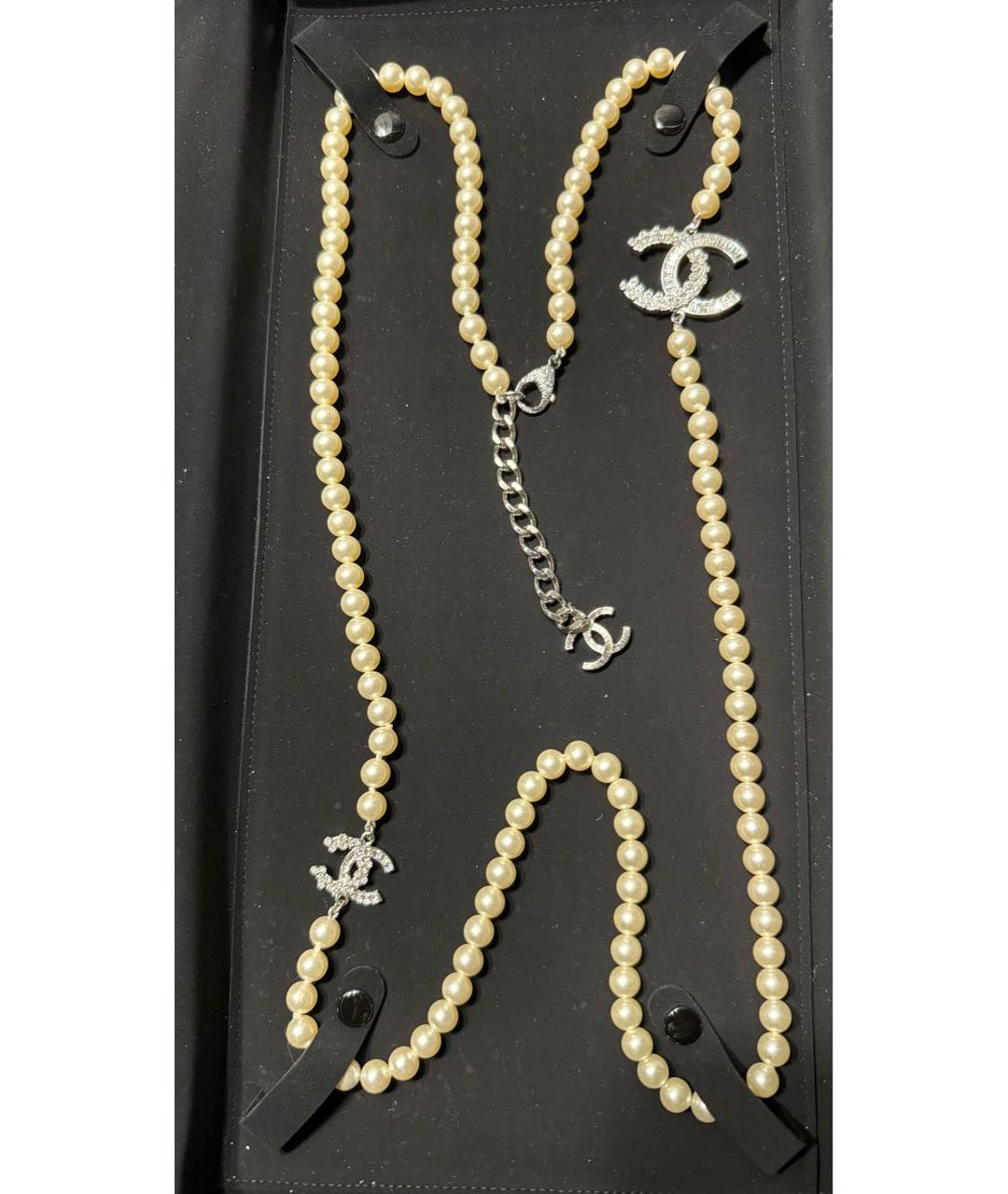 CHANEL Белое металлическое колье, фото 4