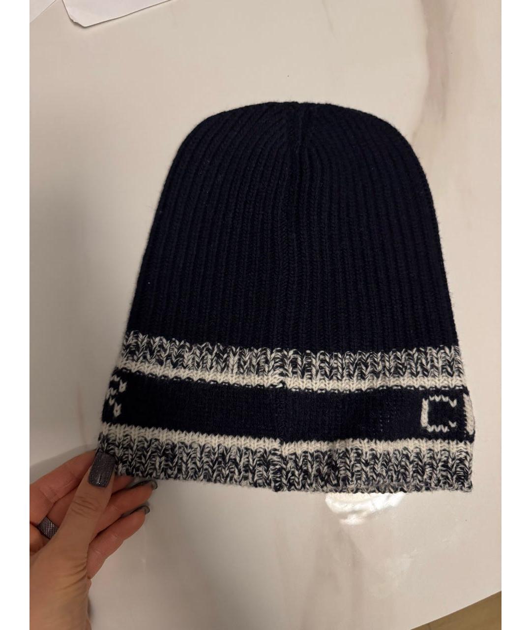 CHRISTIAN DIOR Темно-синяя шерстяная шапка, фото 2
