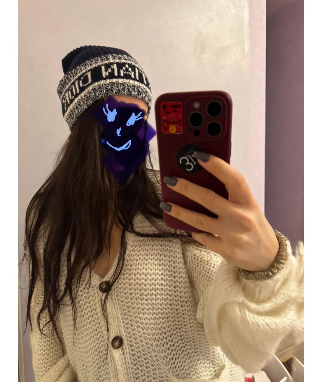 CHRISTIAN DIOR Темно-синяя шерстяная шапка, фото 5