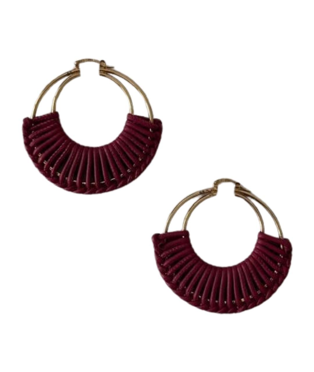 BOTTEGA VENETA Бордовые кожаные серьги, фото 1