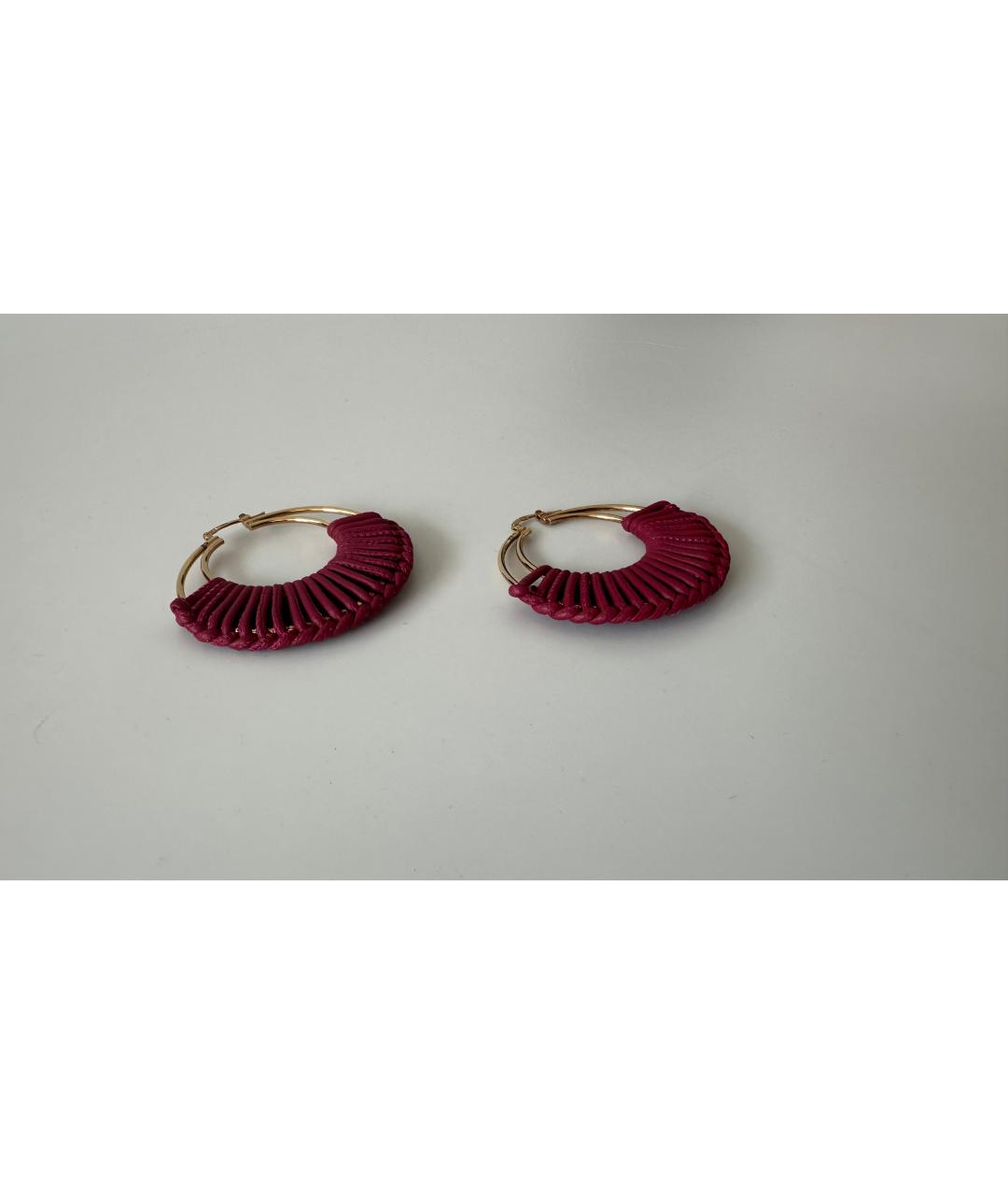 BOTTEGA VENETA Бордовые кожаные серьги, фото 3