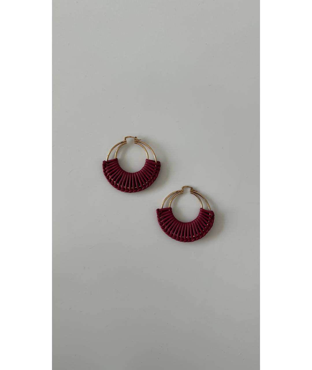 BOTTEGA VENETA Бордовые кожаные серьги, фото 6