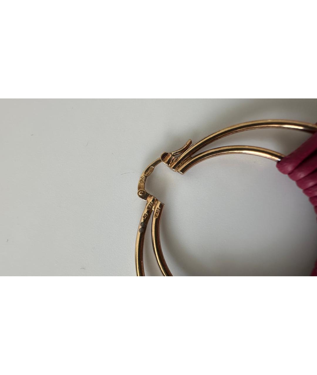 BOTTEGA VENETA Бордовые кожаные серьги, фото 2