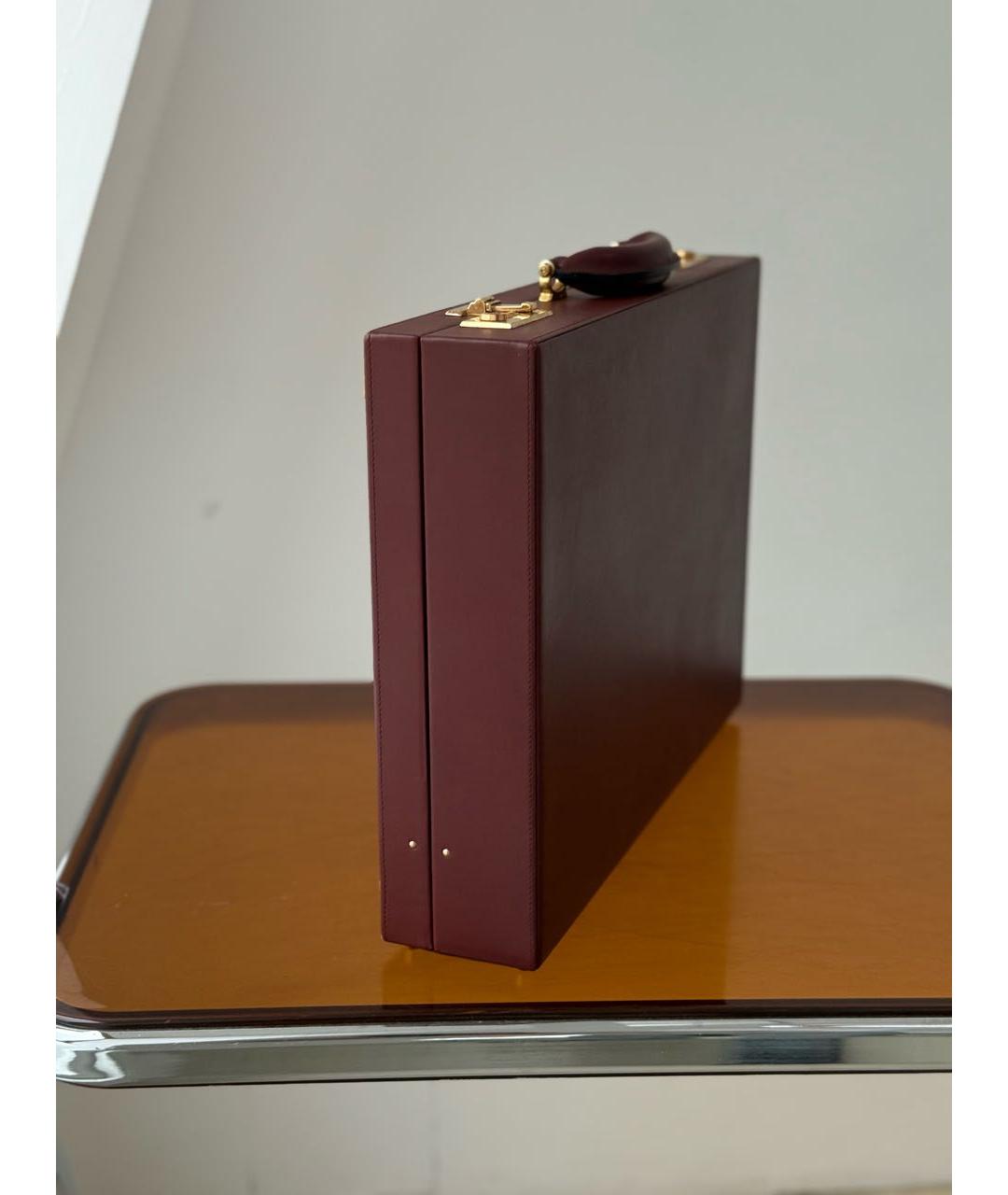 CARTIER Бордовый кожаный портфель, фото 2