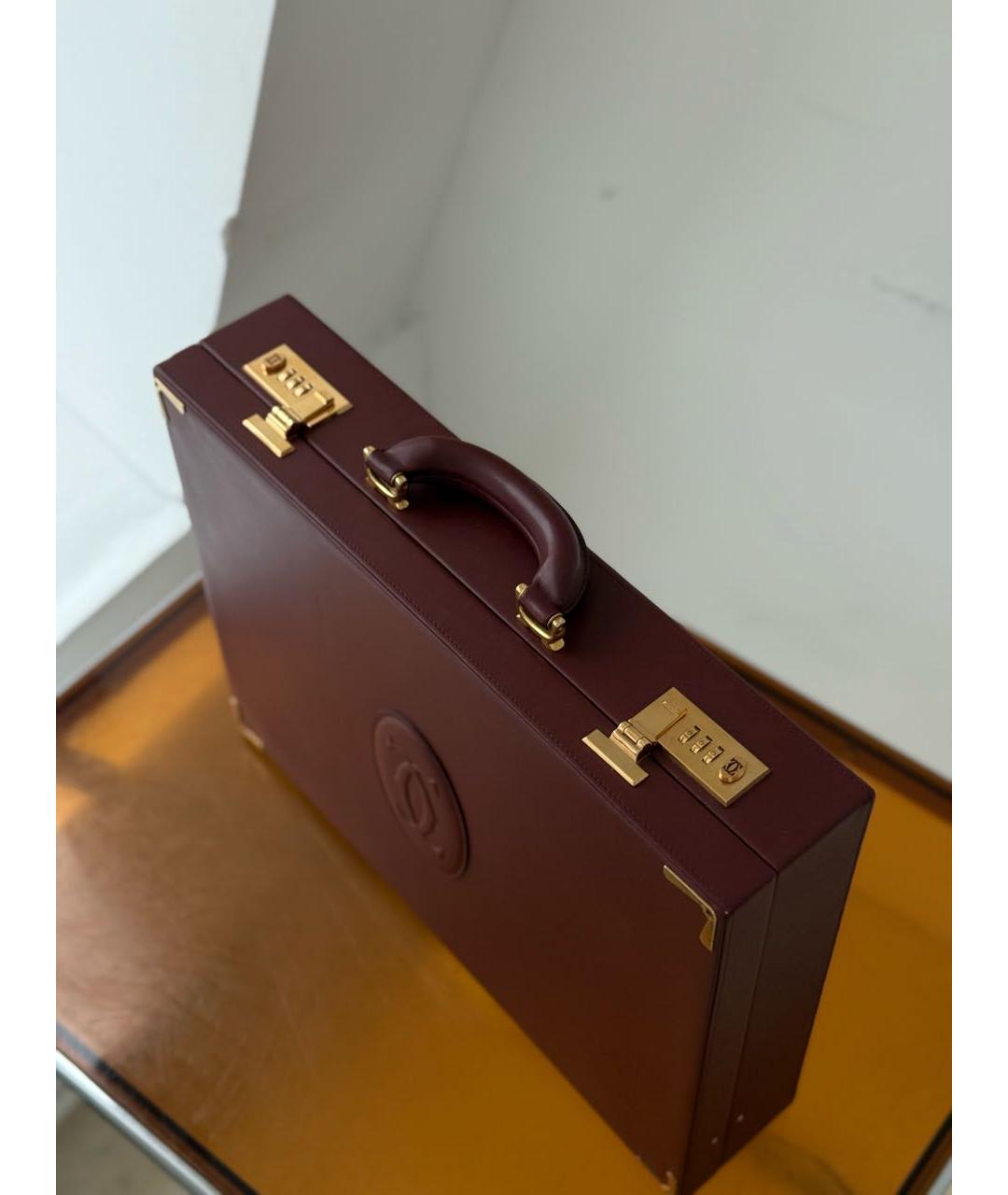 CARTIER Бордовый кожаный портфель, фото 3