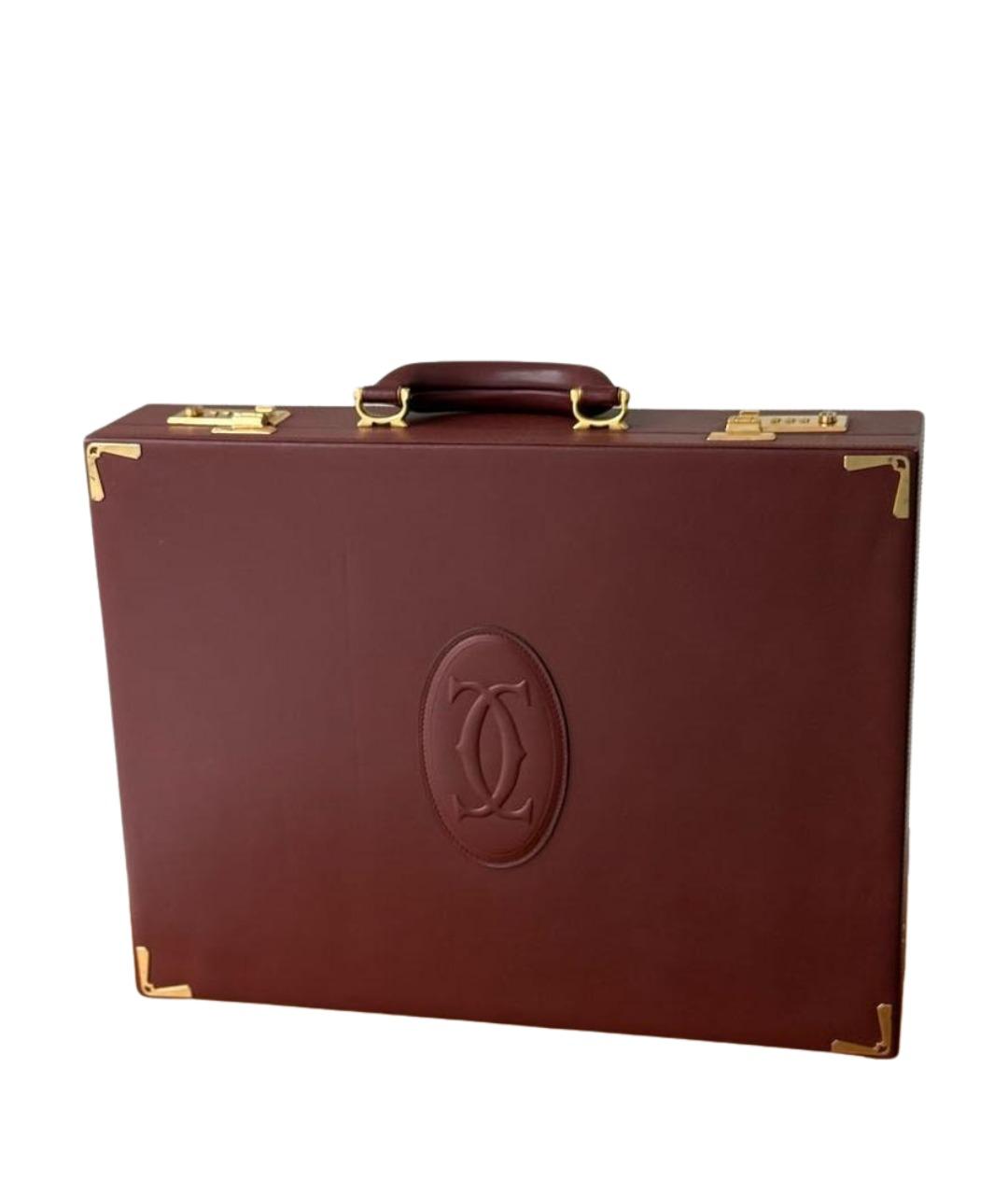 CARTIER Бордовый кожаный портфель, фото 1