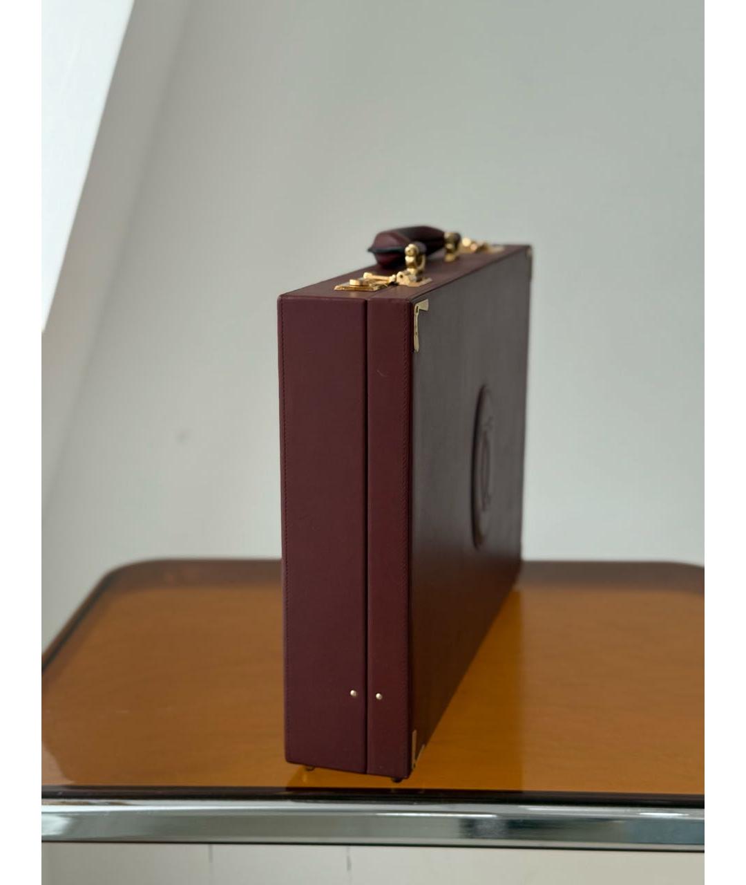 CARTIER Бордовый кожаный портфель, фото 5