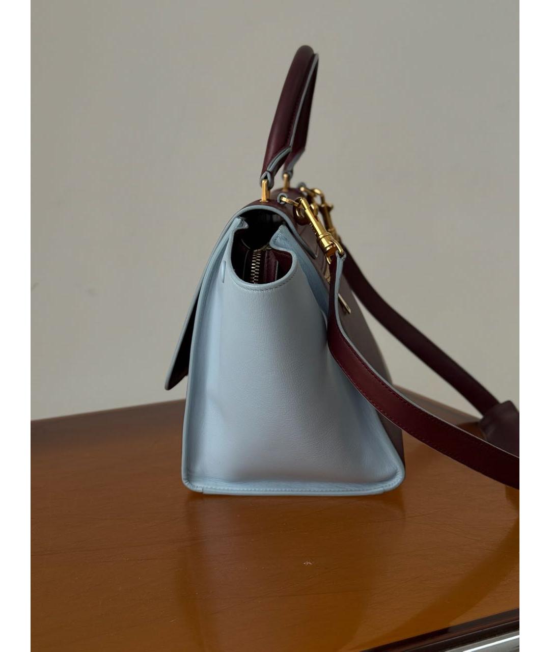 CELINE Бордовая кожаная сумка с короткими ручками, фото 4