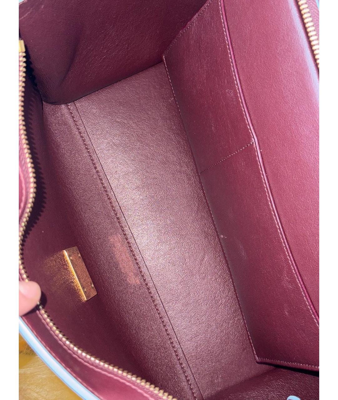 CELINE Бордовая кожаная сумка с короткими ручками, фото 8