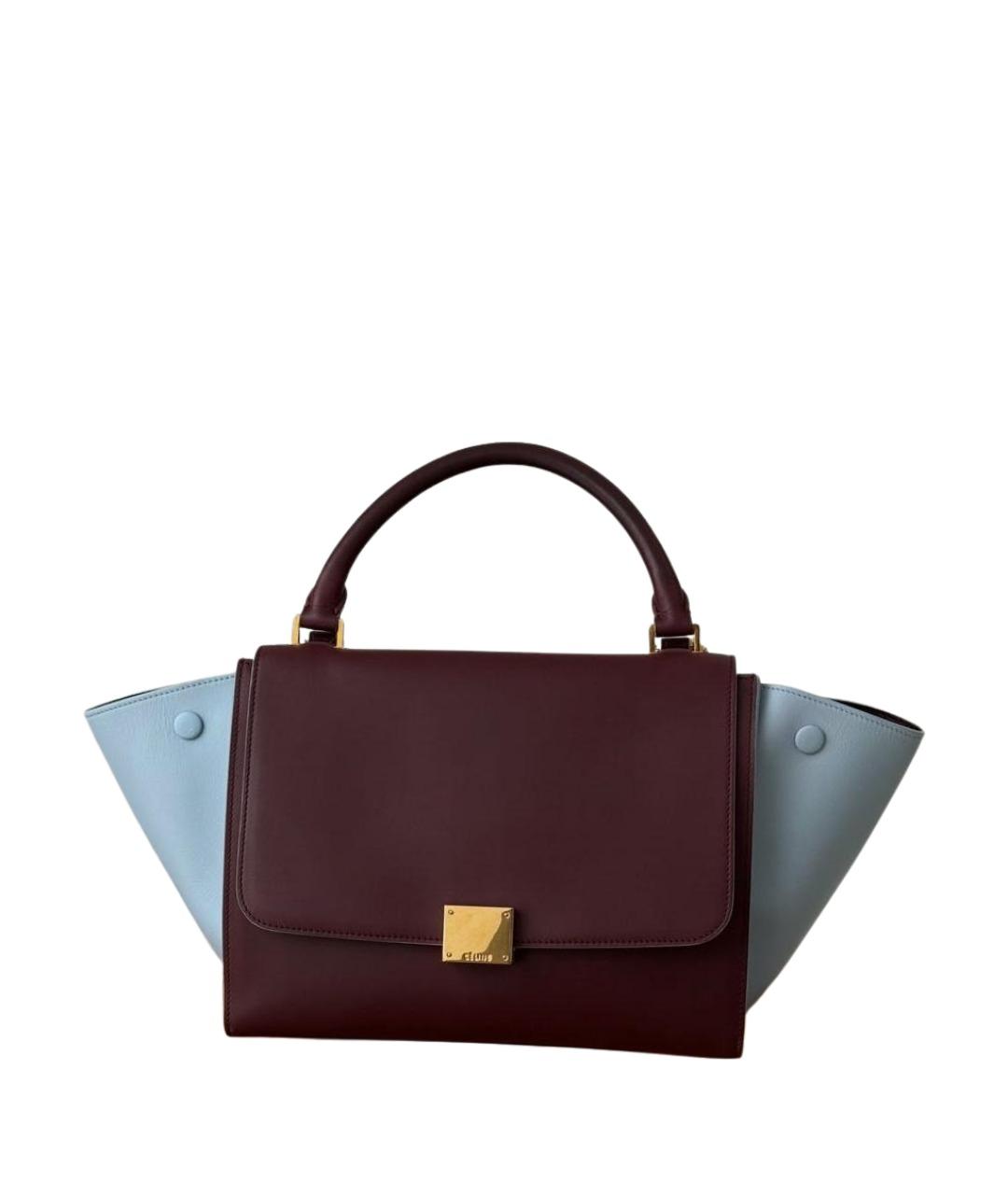 CELINE Бордовая кожаная сумка с короткими ручками, фото 1