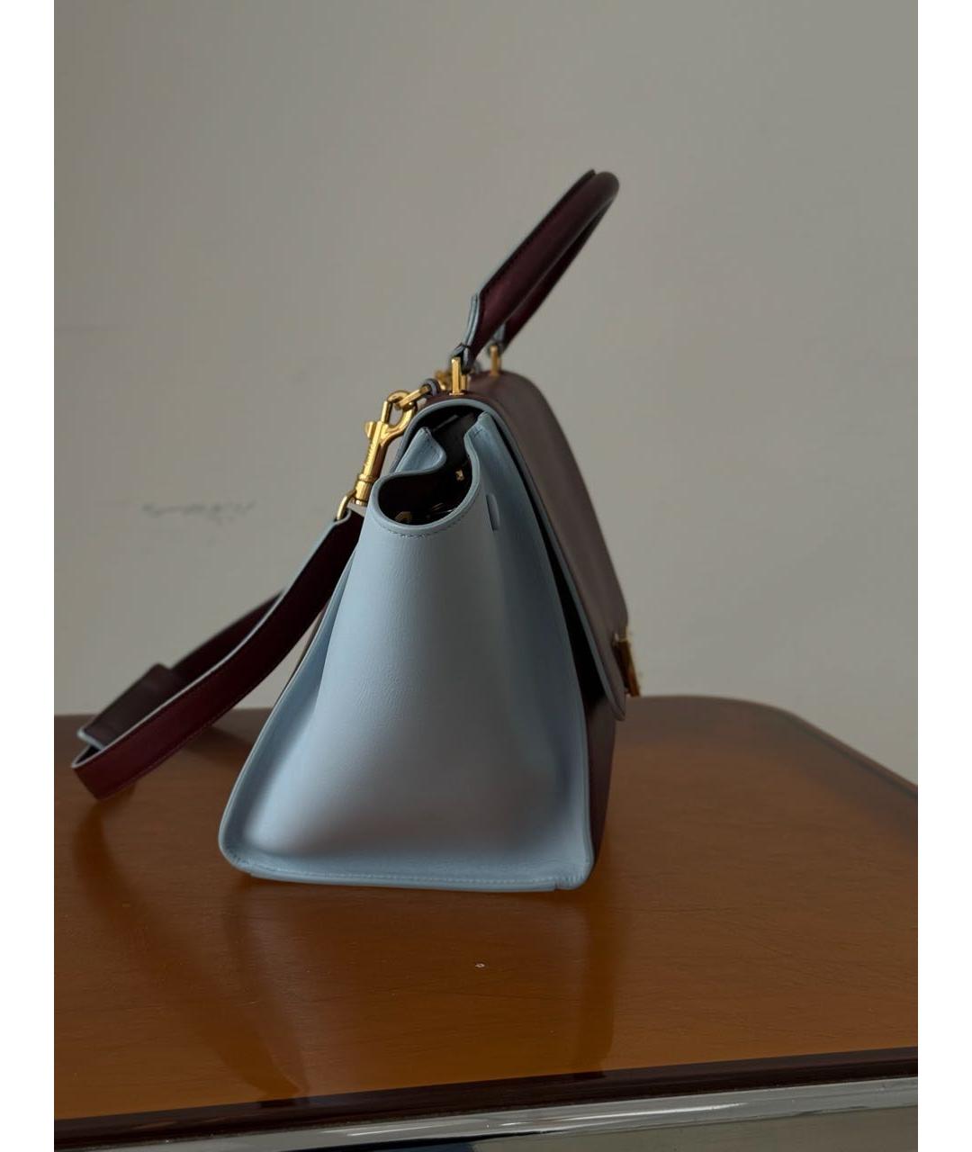 CELINE Бордовая кожаная сумка с короткими ручками, фото 3