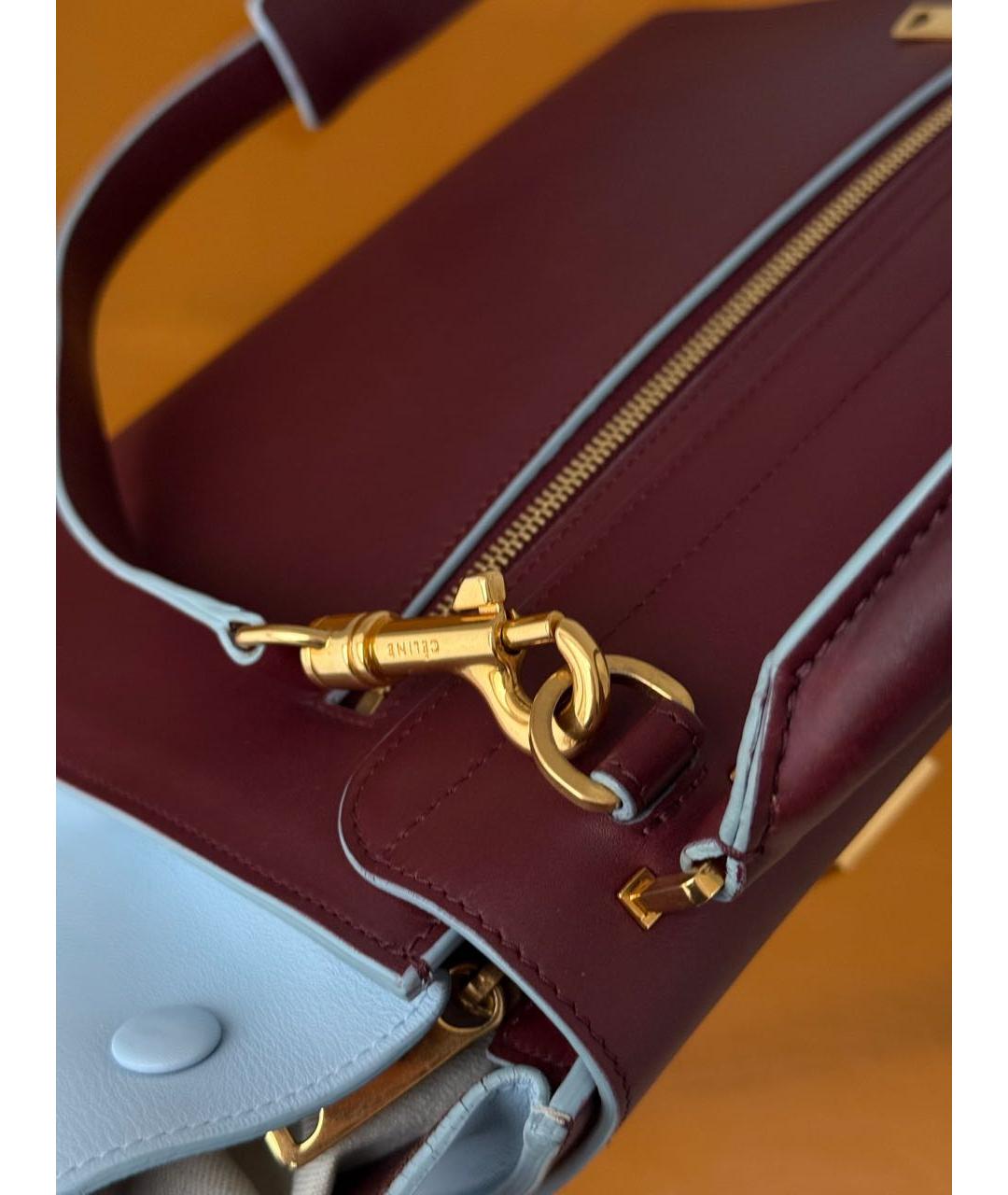 CELINE Бордовая кожаная сумка с короткими ручками, фото 6