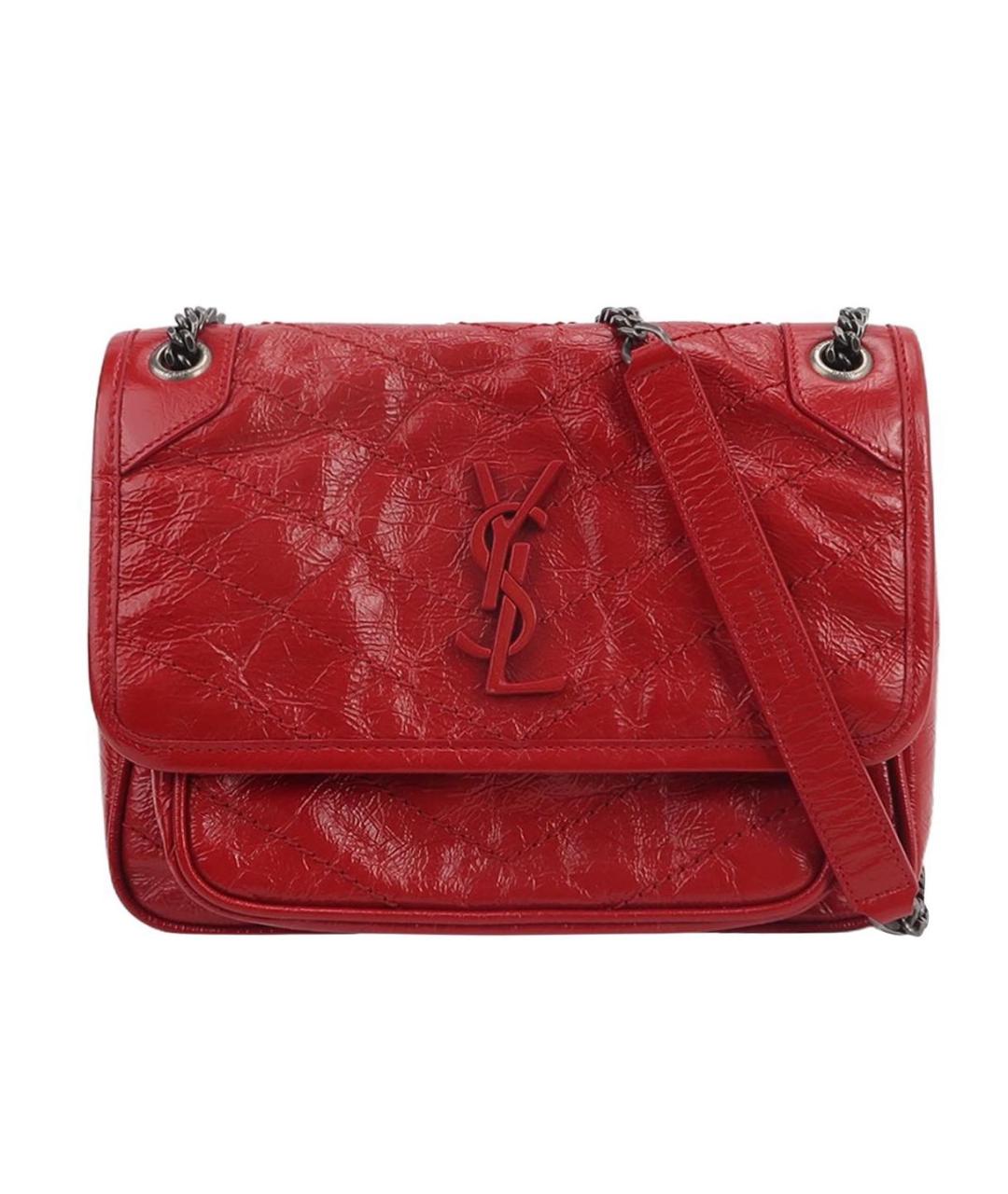 SAINT LAURENT Красная сумка через плечо из лакированной кожи, фото 1