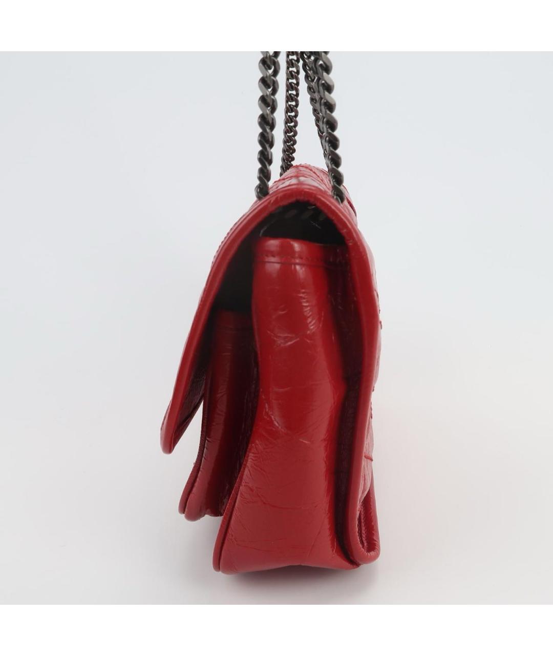 SAINT LAURENT Красная сумка через плечо из лакированной кожи, фото 2