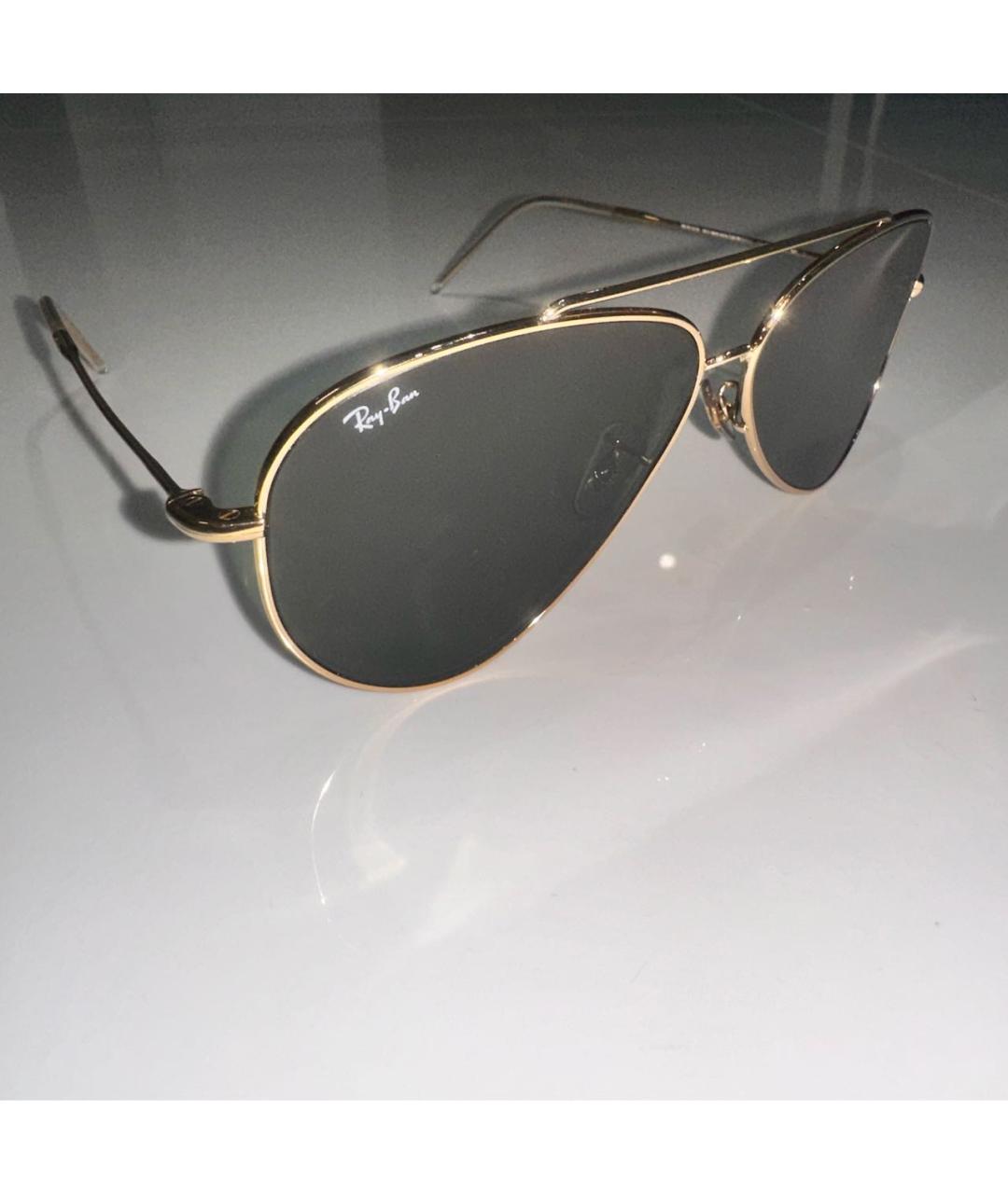 RAY BAN Золотые металлические солнцезащитные очки, фото 3