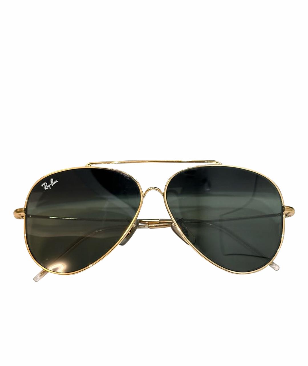 RAY BAN Золотые металлические солнцезащитные очки, фото 1