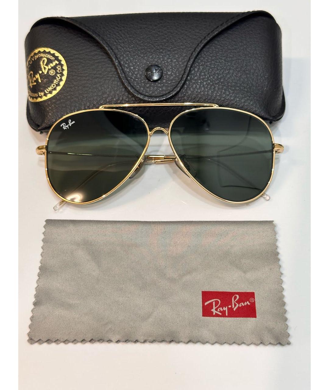RAY BAN Золотые металлические солнцезащитные очки, фото 5