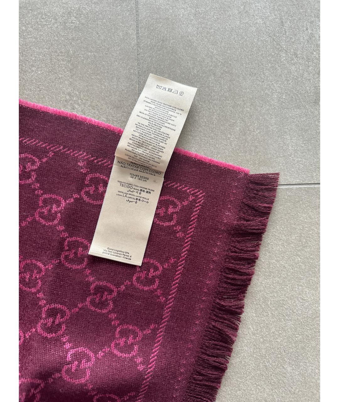 GUCCI Розовый шерстяной шарф, фото 3