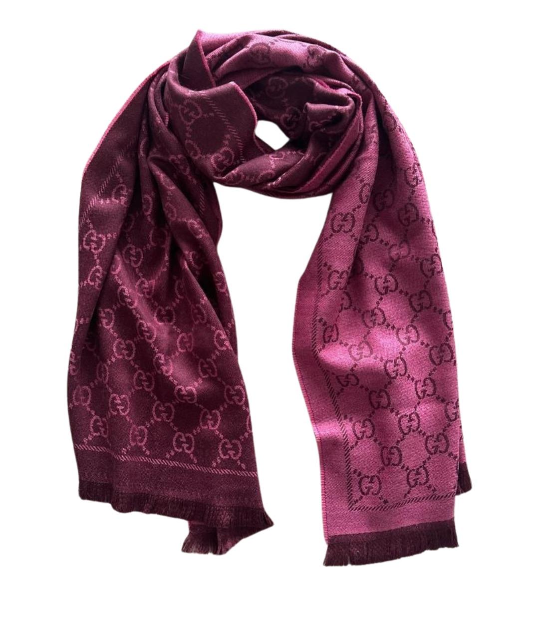 GUCCI Розовый шерстяной шарф, фото 1
