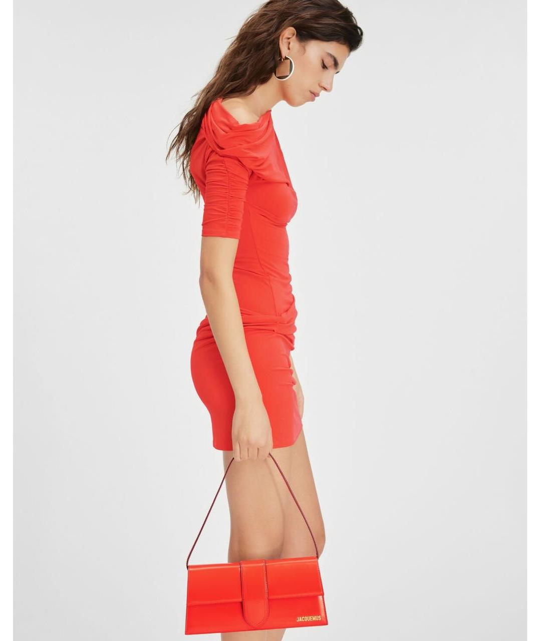 JACQUEMUS Красная кожаная сумка через плечо, фото 6