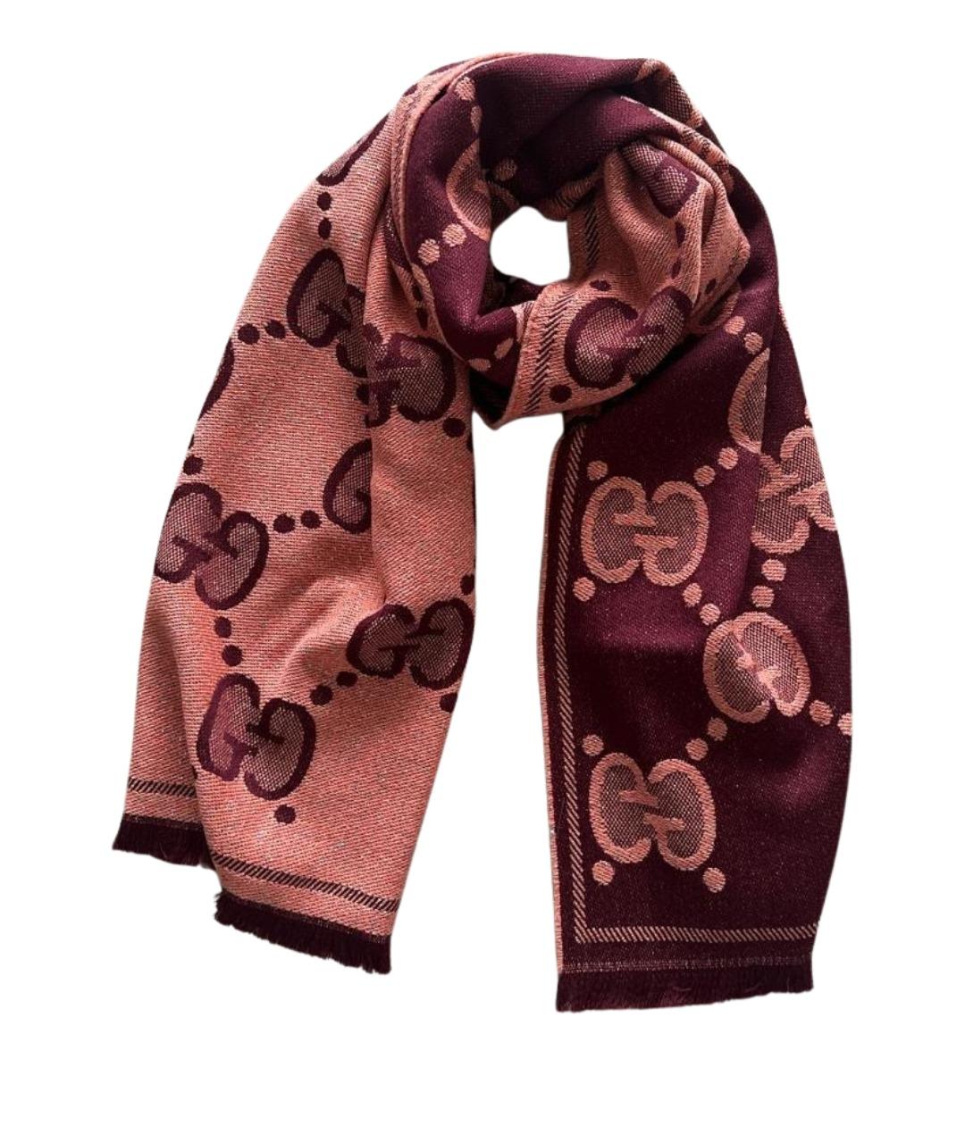 GUCCI Коралловый шерстяной шарф, фото 1