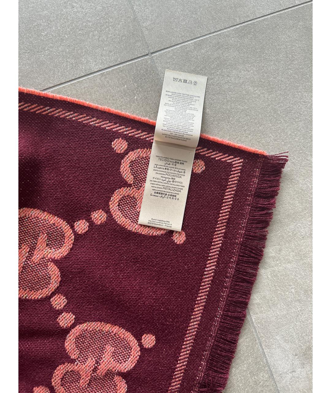 GUCCI Коралловый шерстяной шарф, фото 5