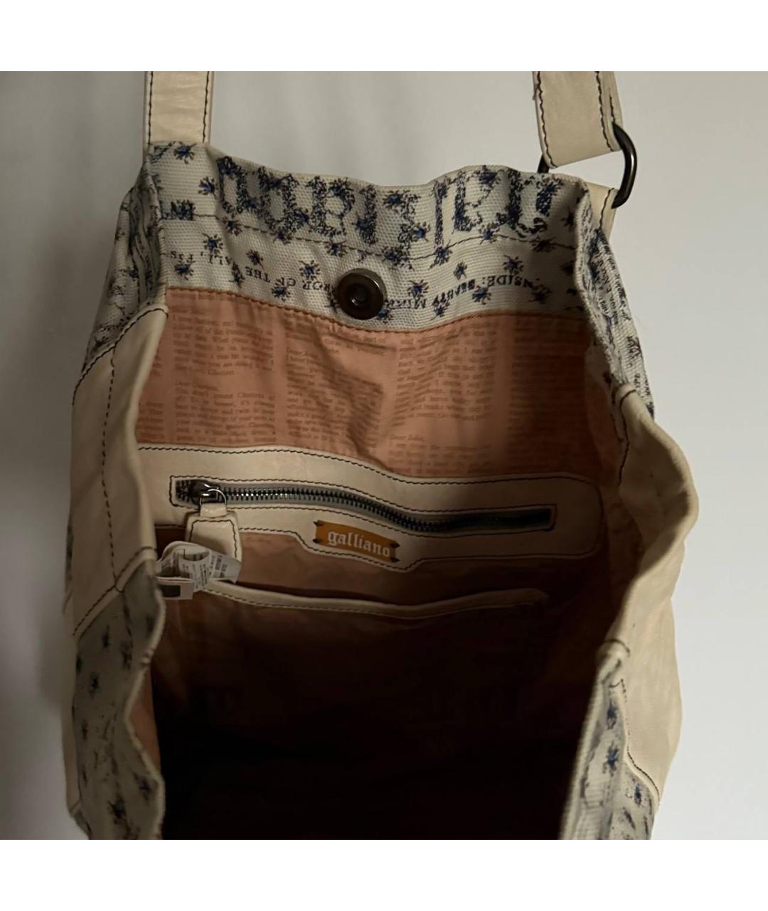 JOHN GALLIANO Бежевая кожаная сумка через плечо, фото 4