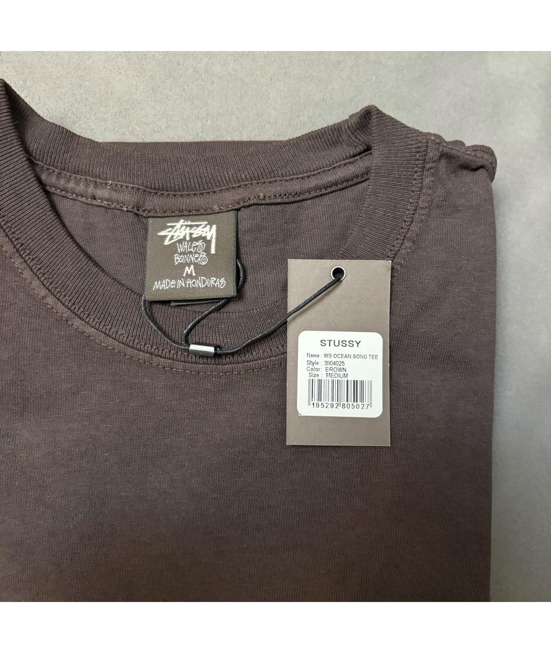 STUSSY Коричневая хлопковая футболка, фото 5